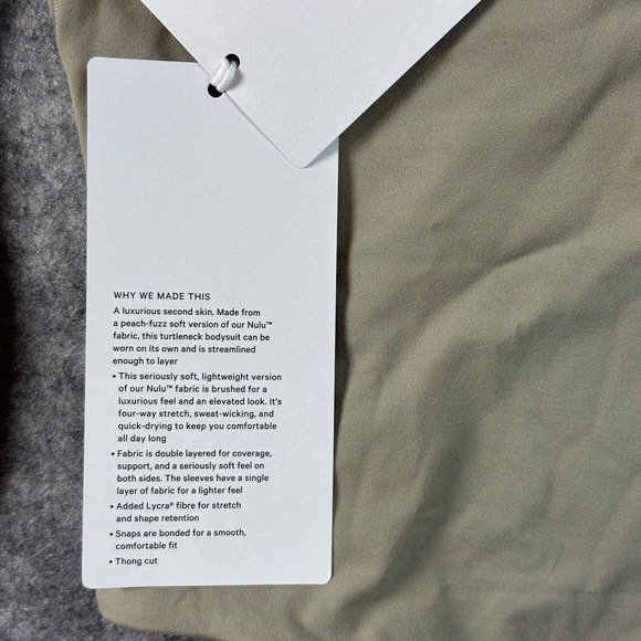 Lululemon Ultra Soft Nulu Turtleneck Bodysuit RVSN River Stone Grey Tan Size S - Picture 9 of 10